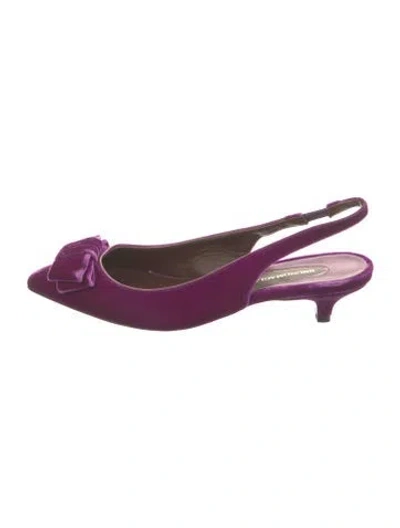 Pre-owned Bruno Magli Velvet Slingback Flats In Purple