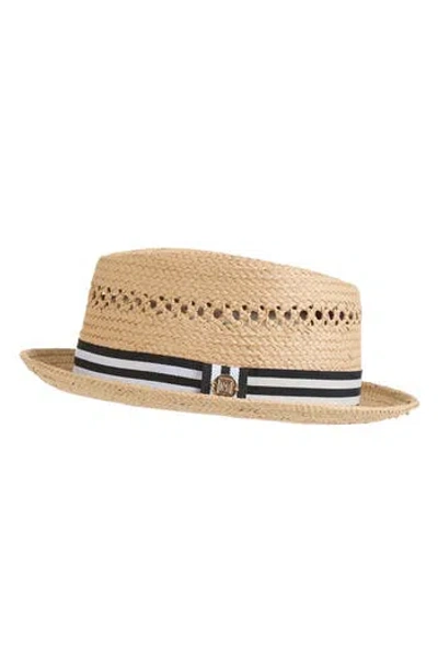 Bruno Magli Vented Straw Fedora Hat In Brown