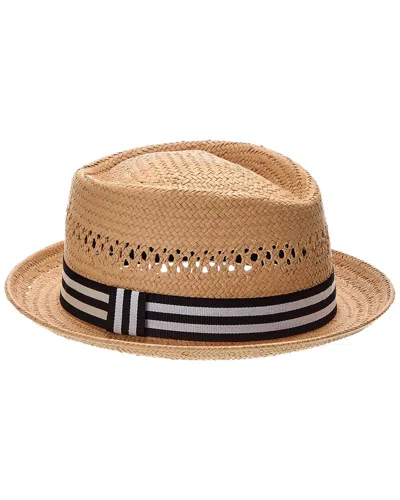 Bruno Magli Vented Straw Hat In Brown