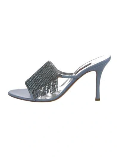 Pre-owned Bruno Magli Vintage Crystal Slides In Blue