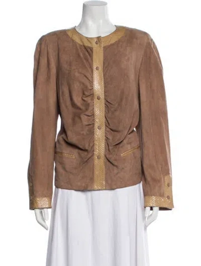 Pre-owned Bruno Magli Vintage Goat Leather Jacket In Neutrals