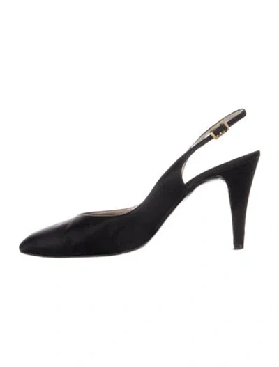 Pre-owned Bruno Magli Vintage Satin Slingback Pumps In Blue