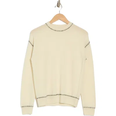 Bruno Magli Whipstich Cashmere Crew Sweater In Ivory