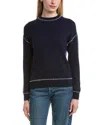 Bruno Magli Whipstitch Wool & Cashmere-blend Sweater In Blue