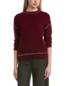 Bruno Magli Whipstitch Wool & Cashmere-blend Sweater In Burgundy