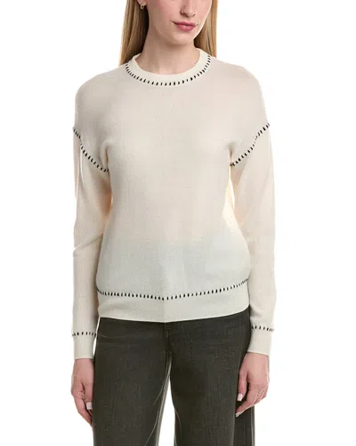 Bruno Magli Whipstitch Wool & Cashmere-blend Sweater In Neutral