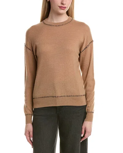 Bruno Magli Whipstitch Wool & Cashmere-blend Sweater In Brown