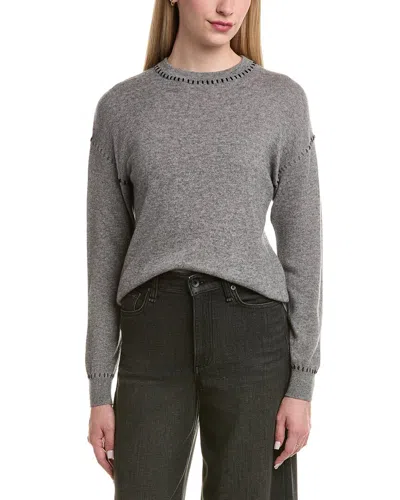 Bruno Magli Whipstitch Wool & Cashmere-blend Sweater In Grey