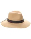 Bruno Magli Wide Brim Leather-trim Wool Fedora In Brown