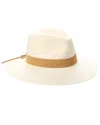 Bruno Magli Wide Brim Leather-trim Wool Fedora In White