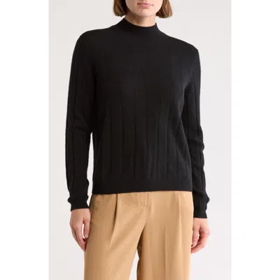 Bruno Magli Wide Rib Cashmere Sweater In Black