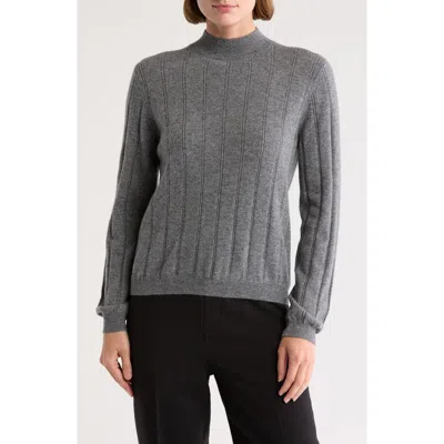Bruno Magli Wide Rib Cashmere Sweater In Medium Grey