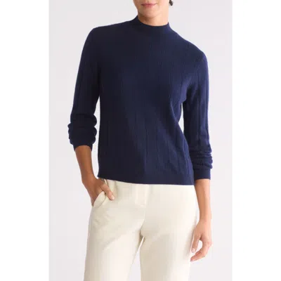 Bruno Magli Wide Rib Cashmere Sweater In Navy