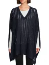 Bruno Magli Women's Cashmere Blend Open Knit Poncho In Black