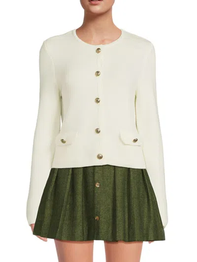 Bruno Magli Women's Merino Button Jacket In Chalk