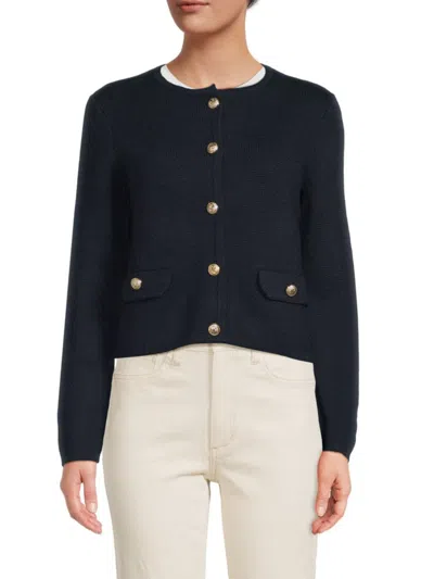 Bruno Magli Women's Merino Button Jacket In Navy