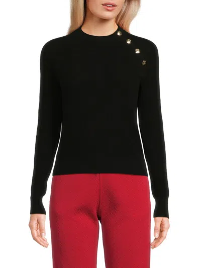Bruno Magli Women's Cashmere Button Sweater In Black
