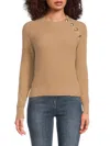 Bruno Magli Women's Cashmere Button Sweater In Camel