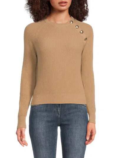 Bruno Magli Women's Cashmere Button Sweater In Camel