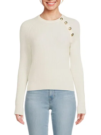 Bruno Magli Women's Cashmere Button Sweater In Chalk