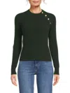 Bruno Magli Women's Cashmere Button Sweater In Sea Kelp