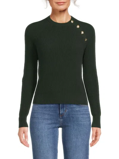 Bruno Magli Women's Cashmere Button Sweater In Sea Kelp