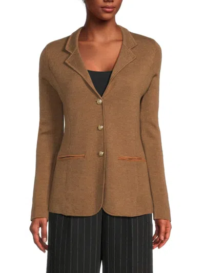 Bruno Magli Women's Merino Wool Knit Blazer In Nutshell