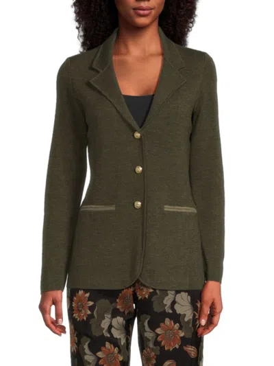 Bruno Magli Women's Merino Wool Knit Blazer In Olive