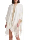 Bruno Magli Open Knit Trim Ruana In White