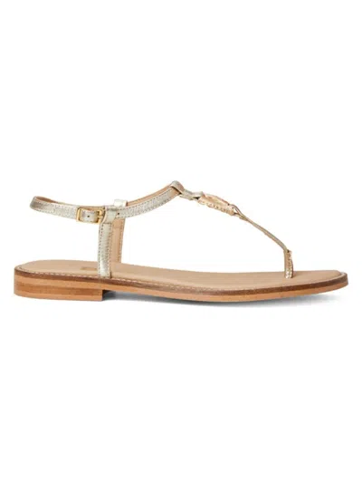 Bruno Magli Women's Jenna T-strap Flat Sandals In Gold