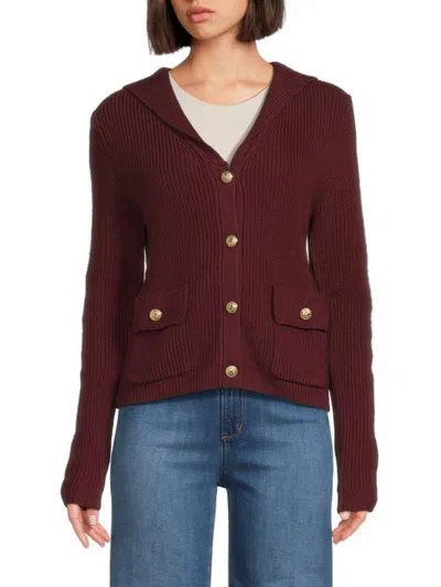 Bruno Magli Women's Merino Button Jacket In Burgundy