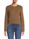 Bruno Magli Crewneck Merino Wool Cardigan In Tan