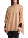 Bruno Magli Women's Mock Neck Wool Blend Knit Poncho In Camel