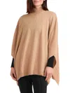 Bruno Magli Women's Mock Neck Wool Blend Knit Poncho In Grey