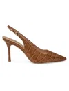 Bruno Magli Women's Pamela Croc Embossed Leather Slingback Pumps In Brown