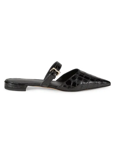 Bruno Magli Women's Pasha Croc-embossed Leather Mules In Black