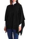 Bruno Magli Women's Quarter-zip Wool Blend Knit Poncho In Black