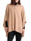 Bruno Magli Women's Quarter-zip Wool Blend Knit Poncho In Grey
