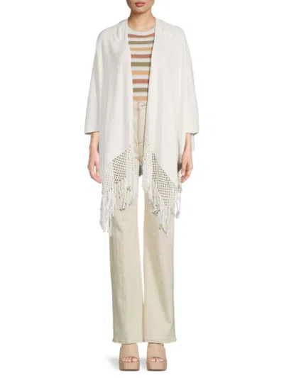 Bruno Magli Women's Tassel Cashmere Blend Ruana In White