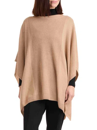 Bruno Magli Women's Wool Blend Knit Poncho In Camel