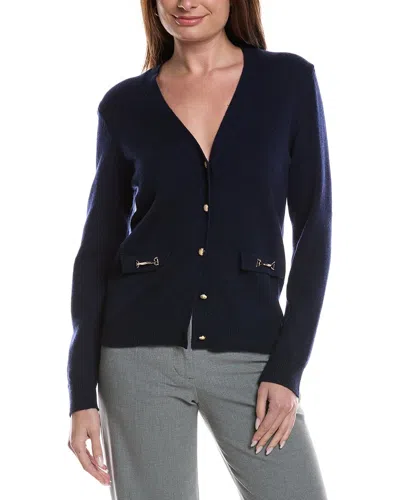 Bruno Magli Wool & Cashmere-blend V-neck Cardigan In Blue