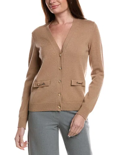 Bruno Magli Wool & Cashmere-blend V-neck Cardigan In Brown