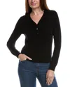 Bruno Magli Wool & Cashmere-blend V-neck Henley Sweater In Black