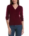 Bruno Magli Wool & Cashmere-blend V-neck Henley Sweater In Burgundy