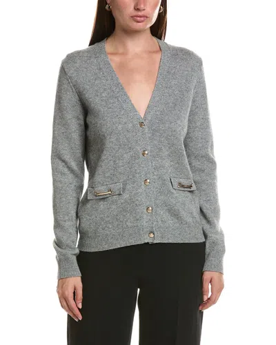 Bruno Magli Wool & Cashmere-blend V-neck Cardigan In Gray