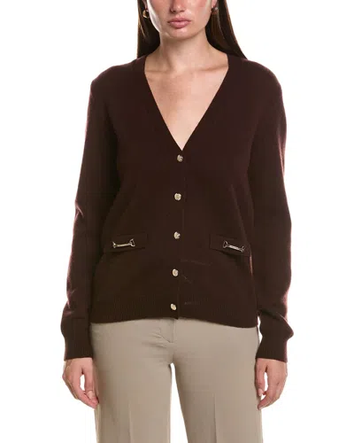 Bruno Magli Wool & Cashmere-blend V-neck Cardigan In Brown