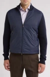 Bruno Magli Wool & Nylon Zip Jacket In Navy