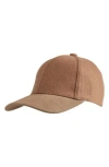 Bruno Magli Wool Blend & Leather Baseball Cap In Brown