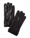 Bruno Magli Wool-trim Leather Gloves In Black
