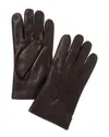 Bruno Magli Wool-trim Leather Gloves In Brown